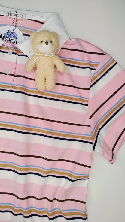 Polo a Righe con Charm Orsetto