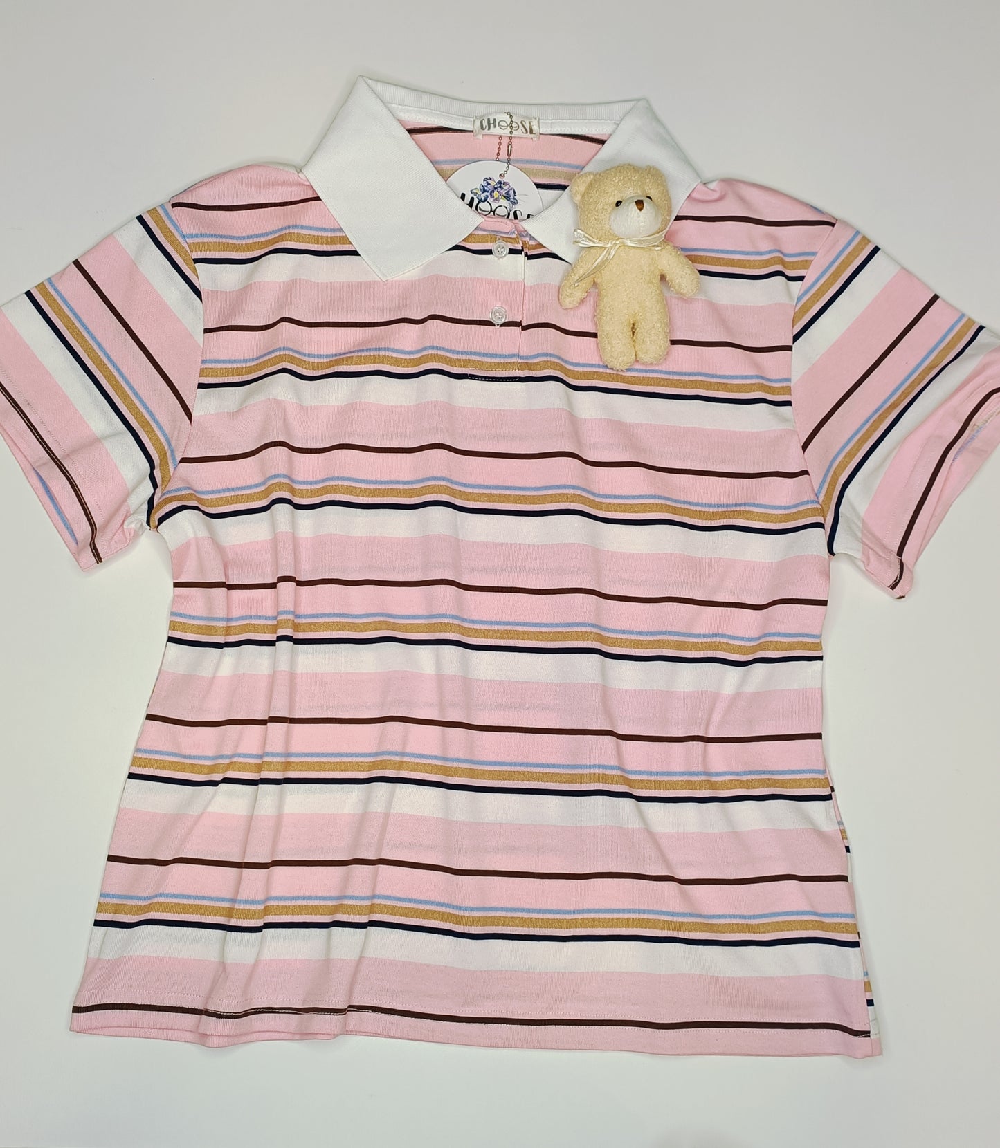 Polo a Righe con Charm Orsetto