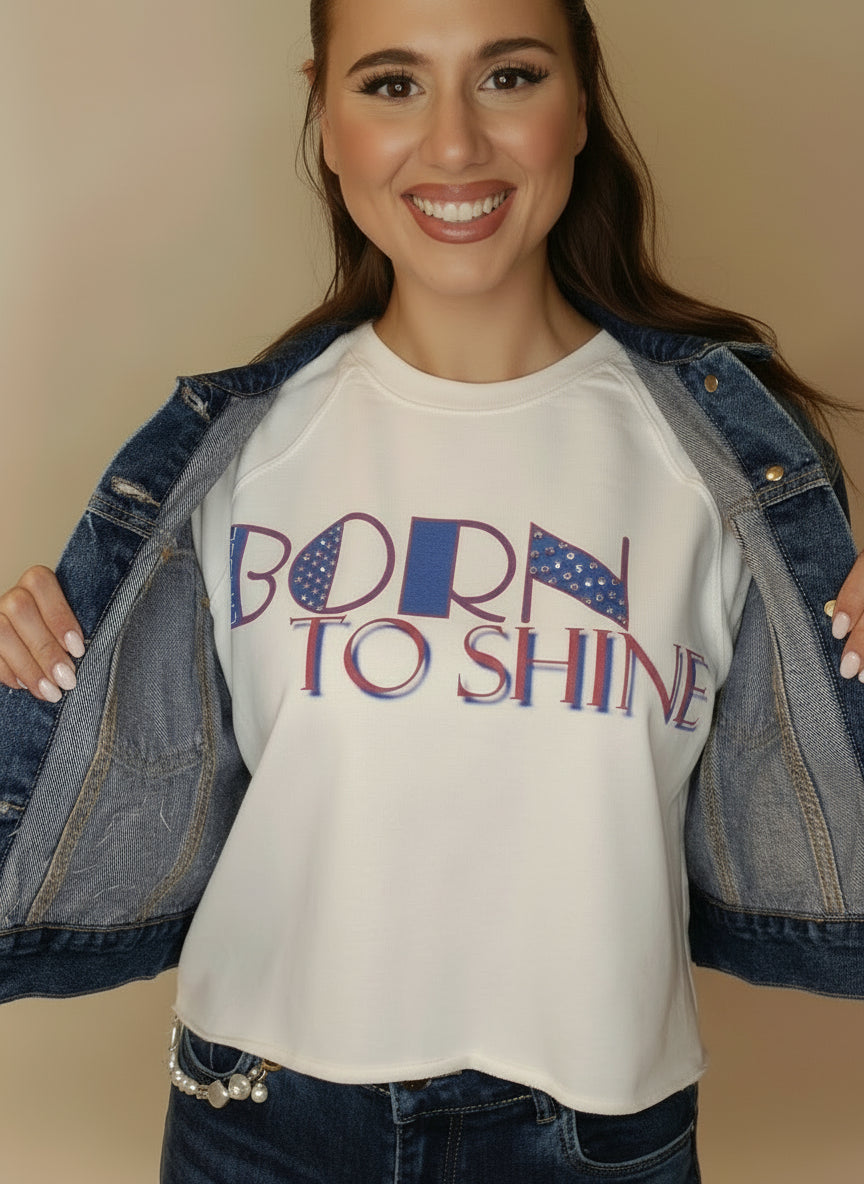 Felpa mod Crop con cristalli