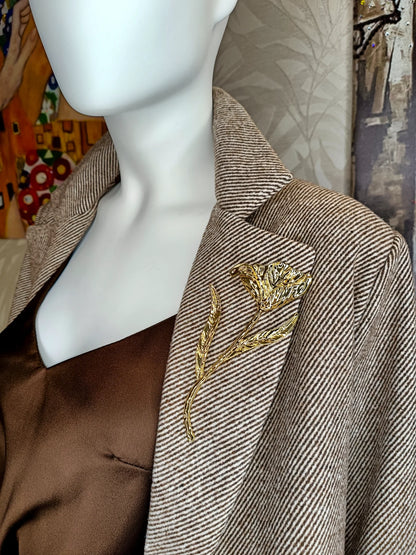 Giacca tessuto diagonale con spilla