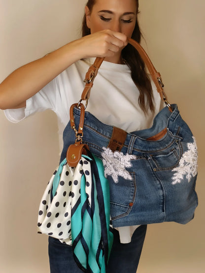 Borsa Denim e Pizzo