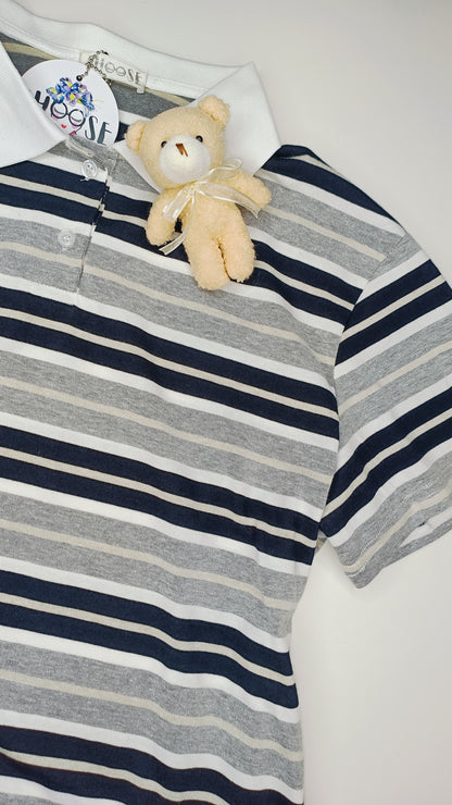 Polo a Righe con Charm Orsetto