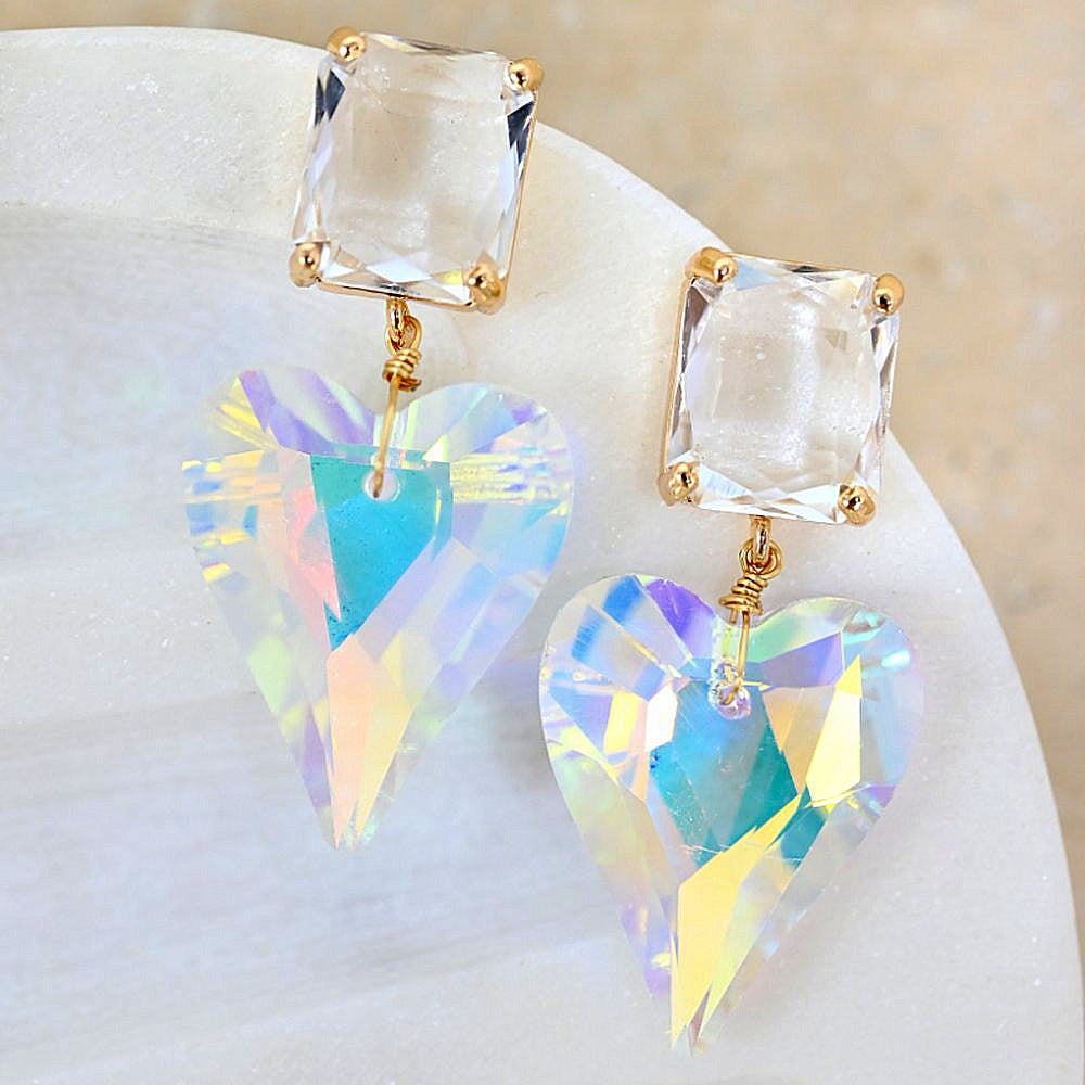 Orecchini cuore radioso in cristallo