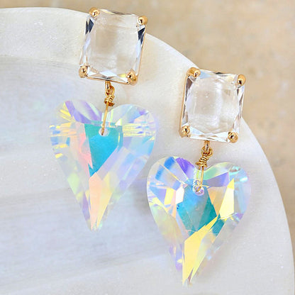 Orecchini cuore radioso in cristallo