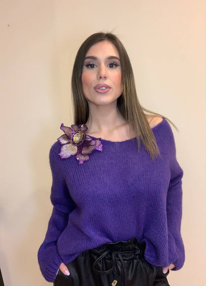 Maglioncino Viola in Lana Mohair