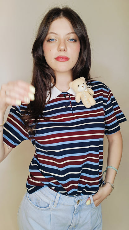 Polo a Righe con Charm Orsetto