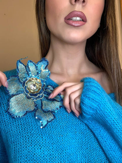 Maglioncino Azzurro in Lana Mohair