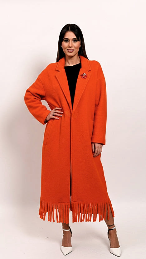 Cappotto in Lana Cotta Arancio