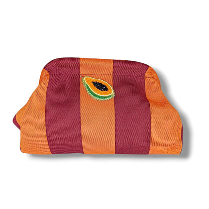 Pochette Clutch a Righe con Dettaglio Papaya Gioiello
