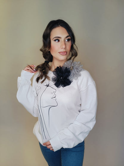 Felpa volto stilizzato