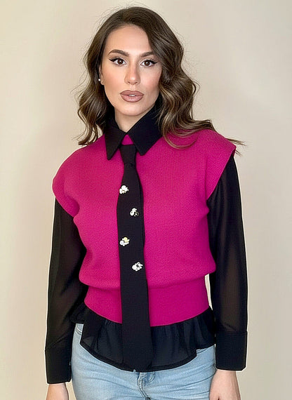 Gilet girocollo in maglia