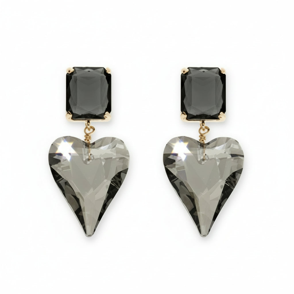 Orecchini cuore radioso in cristallo