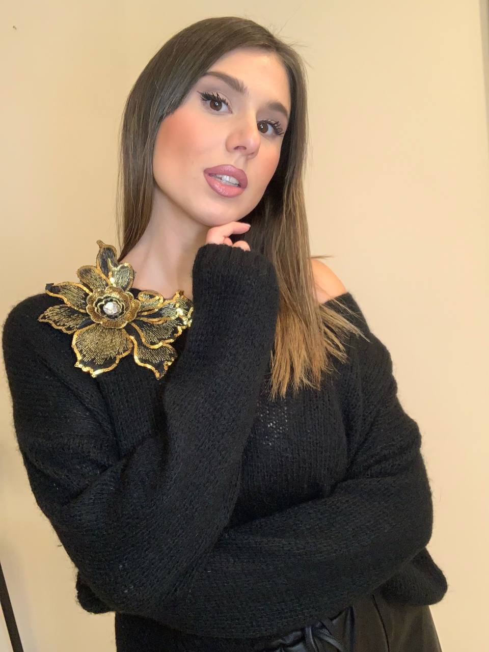 Maglioncino Nero in Lana Mohair