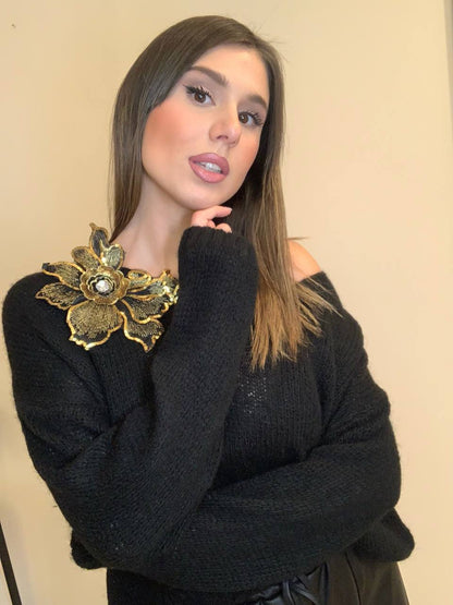 Maglioncino Nero in Lana Mohair