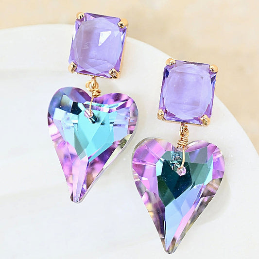 Orecchini cuore radioso in cristallo