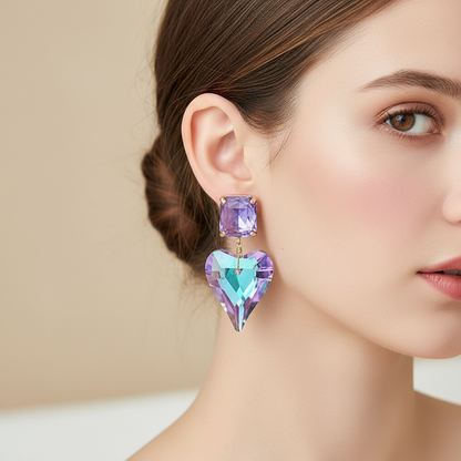 Orecchini cuore radioso in cristallo