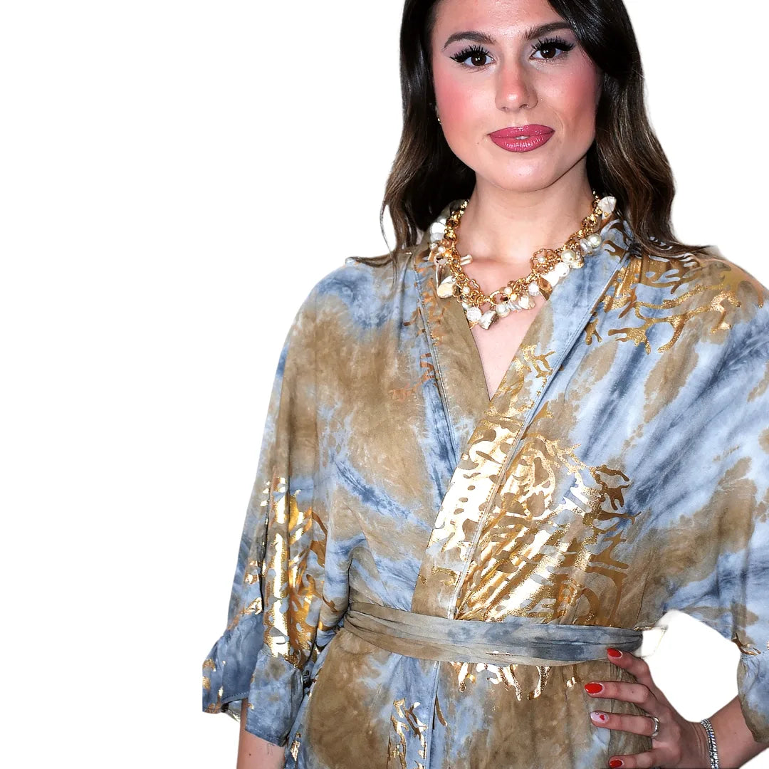 Abito Kimono sfumato beige