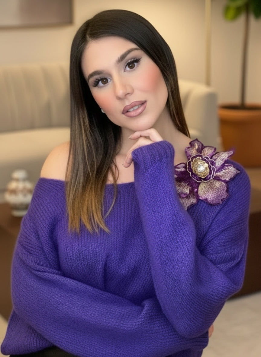 Maglioncino Viola in Lana Mohair