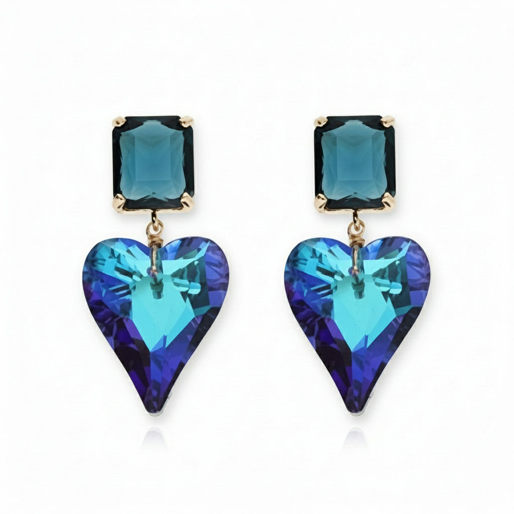 Orecchini cuore radioso in cristallo