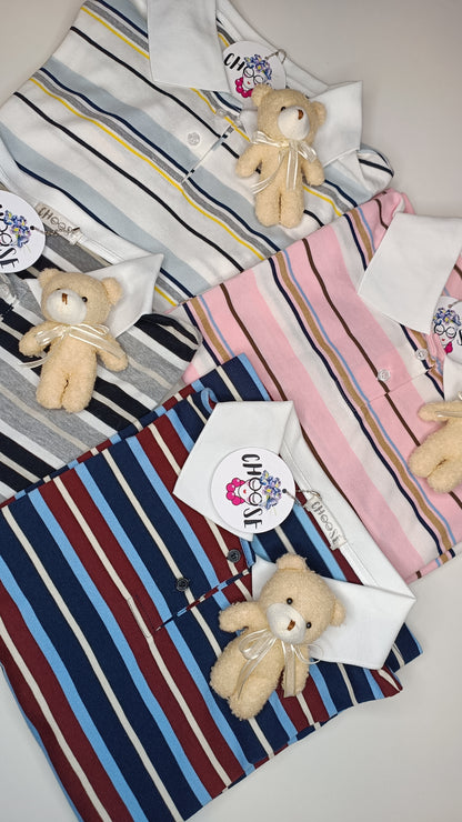 Polo a Righe con Charm Orsetto
