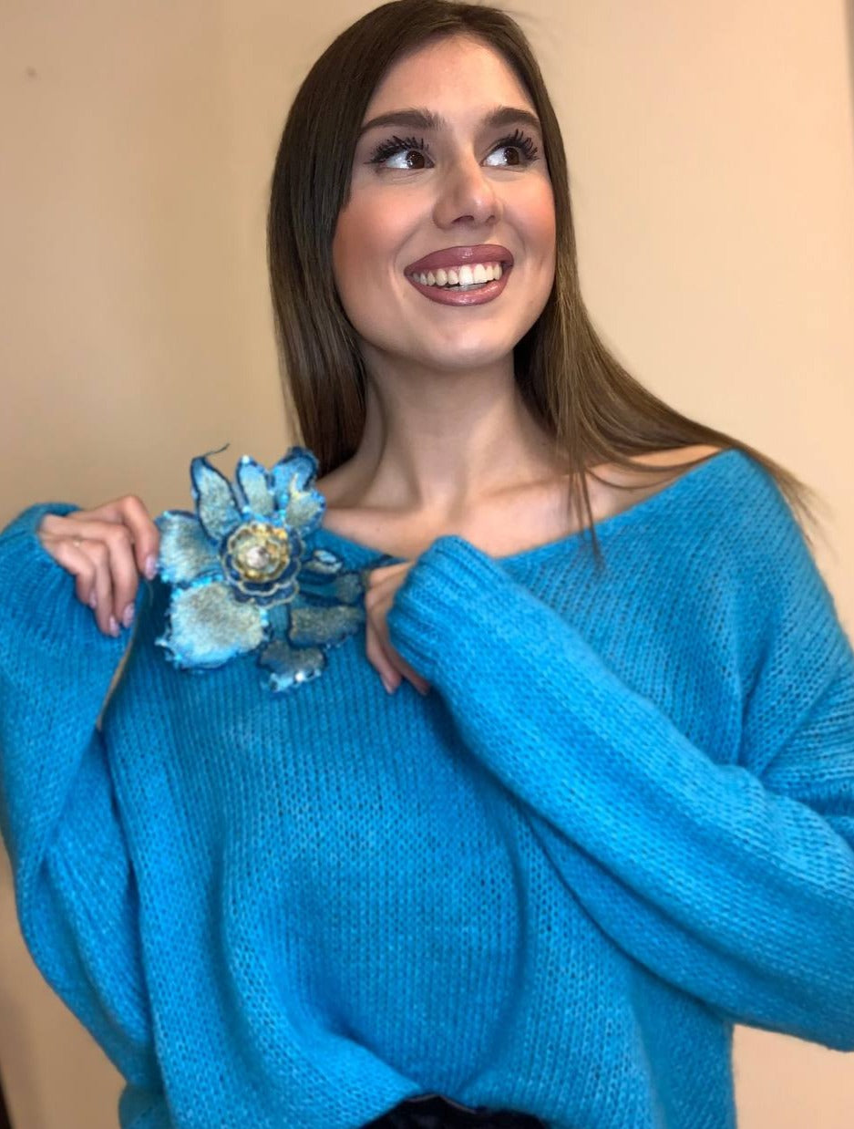 Maglioncino Azzurro in Lana Mohair