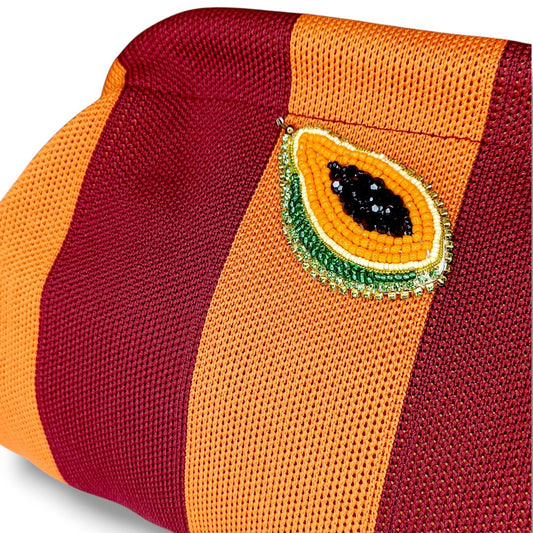 Pochette Clutch a Righe con Dettaglio Papaya Gioiello