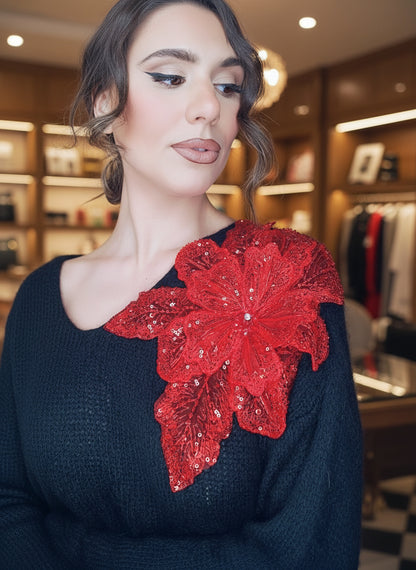 Maglioncino Mohair e fiore