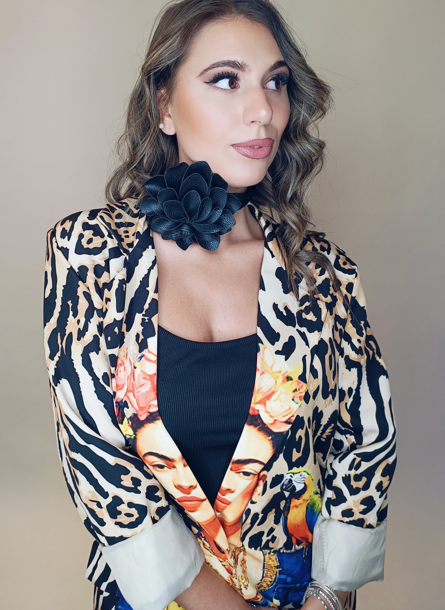 Cinta/Choker fiore Nero