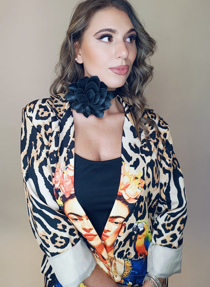 Cinta/Choker fiore Nero