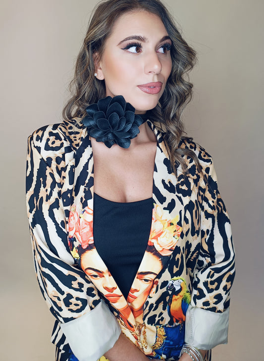 Cinta/Choker fiore Nero