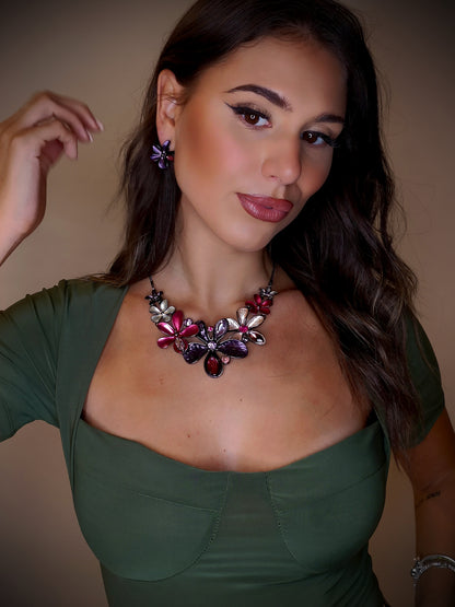 Parure Ramage fiori prugna