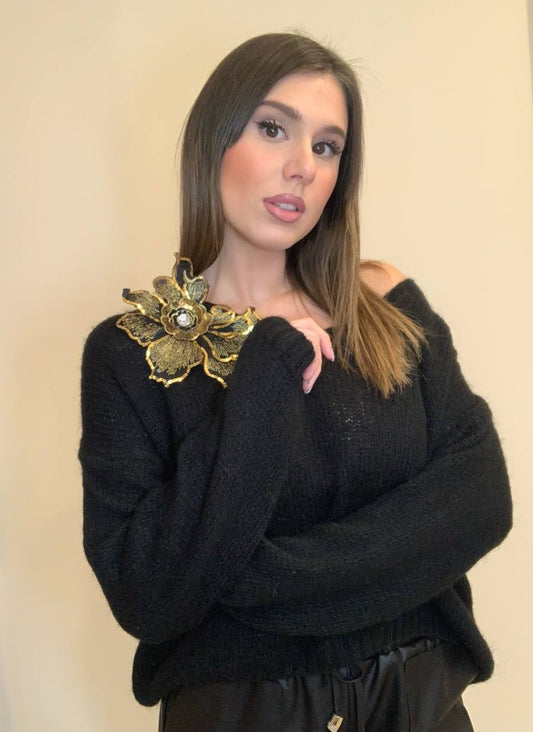 Maglioncino Nero in Lana Mohair